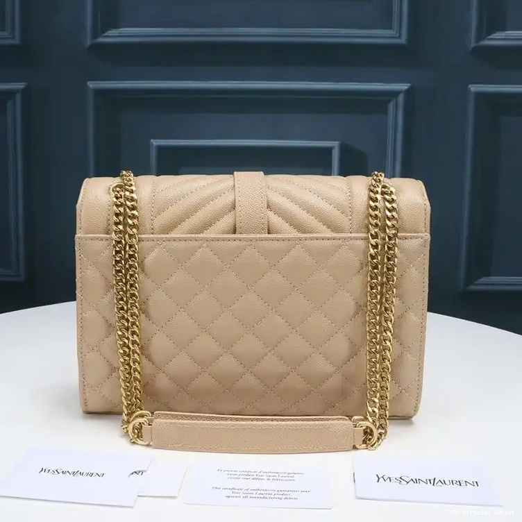 CHEAP Grained Matelasse Bag Saint Chain Laurent Gold Mixed Medium Leather Apricot Envelope In 0405